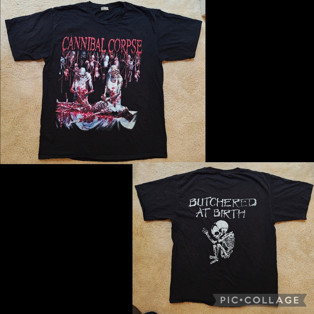 Cannibal Corpse Butured At Birth Death Metal Front & Back Graphic T-shirt.